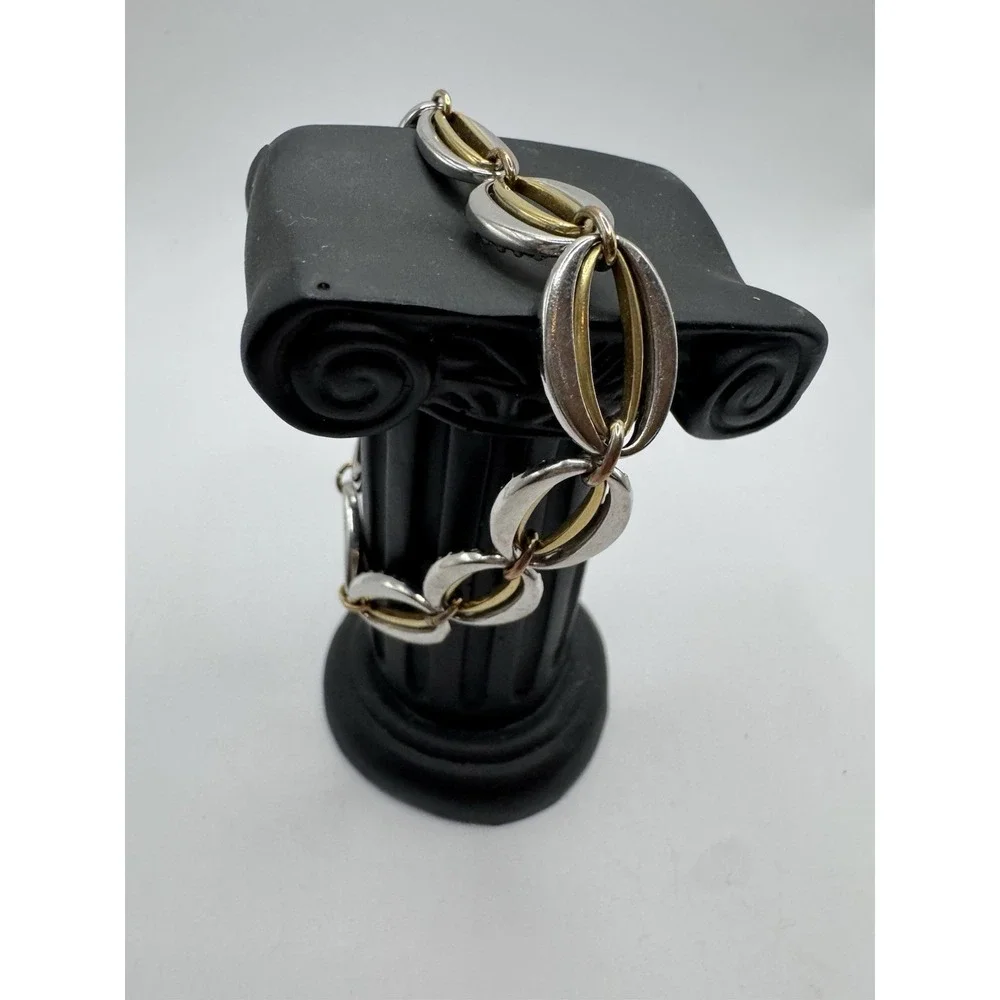SWAROVSKI Swan‎ 18K Gold Plated Crystal Baha Link Bracelet Signed Two Tone